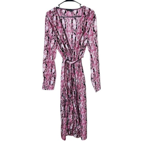 PrettyLittleThing Dresses & Skirts - Pretty Little Thing Pink Snake Print Belted Midi Dress Size 12